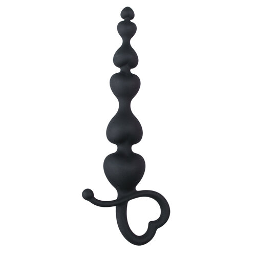 Black Anal Beads Heart Handle