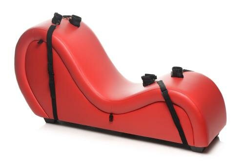 Kinky Seks Sofa Met Boeien en Positie Kussens - Zwart/Rood