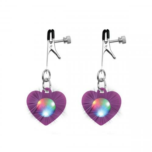 Charmed - Heart Adjustable Nipple Clamps with LED Lights