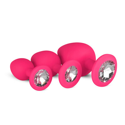 Analplug aus Silikon mit Diamant - pink