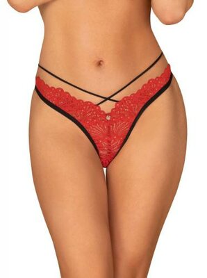 Mettia Sexy Lace Thong - Black/Red