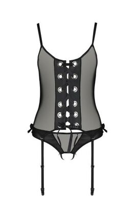 Corset Nessy avec entrejambe ouverte - Noir