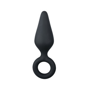 Black Buttplugs With Pull Ring - Small