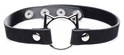 Kinky Kitty - Collier ras-de-cou avec anneau fin - Noir