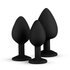 Silicone Buttplug Set with Diamond - Black_