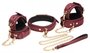 6-teiliges BDSM-Wildleder-Fessel-Set mit Halsband und Riemen - Burgandy_