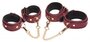 6-teiliges BDSM-Wildleder-Fessel-Set mit Halsband und Riemen - Burgandy_