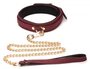 6-Piece BDSM Suede Cuff Set With Collar And Strap - Burgandy_