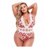 Baci - Weißer String-Spitzen-Bodysuit mit Blumenmuster - Für Kurven_