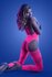 Faszinierender Halter-Catsuit und G-String - Neonpink_